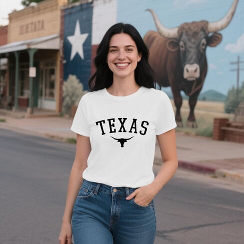 Texas Shirts for Women Texas State Longhorn T-Shirt Casual Texans Pride Cowgirl Tee Tops in Kuwait