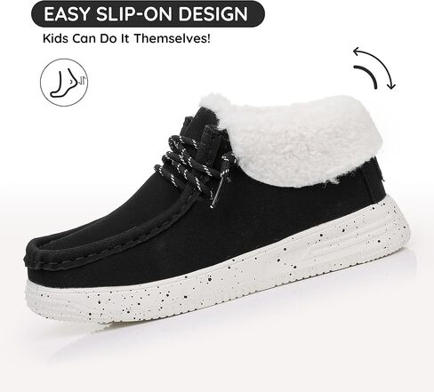 Apakowa Boys Fall Winter Boots Warm Girls Boys Winter Snow Boots with Faux Fur (Toddler/Little Kid/Big Kid) in Kuwait