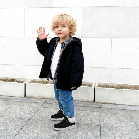 Apakowa Boys Fall Winter Boots Warm Girls Boys Winter Snow Boots with Faux Fur (Toddler/Little Kid/Big Kid) in Kuwait