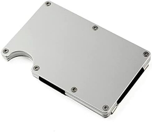 RFID Blocking, Carbon Fiber Wallet, Slim Money Clip & Minimalist Wallet, Aluminum Metal Wallet, Front Packet and Business Card Holder (Silver) in Saudi Arabia