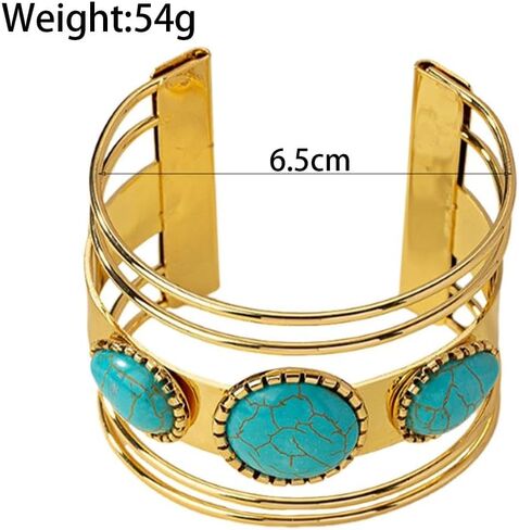 Chunky Western Turquoise Bracelet for Women,Boho Gold Thick Cuff Bangle,Wide Country Concert Jewelry Accessories in Saudi Arabia