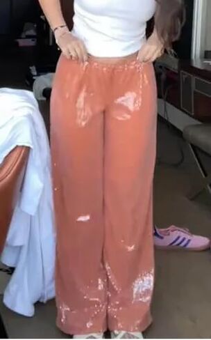 Sequin Pants for Women Low Rise Sparkly Glitter Wide Leg Disco Pants Party Dance Bottoms Wave Outfits in Kuwait