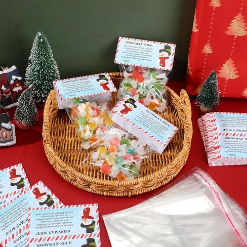 Watersay 90 Sets Christmas Poop Treat Bags Toppers with Self Adhesive Bag Snowman Elf Reindeer Poop Candy Hot Chocolate Treat Bag Cute Winter Food Bag for Party Favor Wrapping in Kuwait