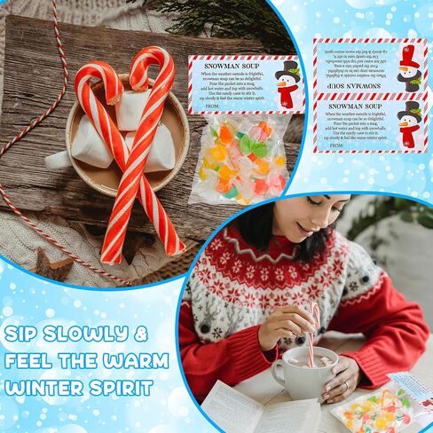 Watersay 90 Sets Christmas Poop Treat Bags Toppers with Self Adhesive Bag Snowman Elf Reindeer Poop Candy Hot Chocolate Treat Bag Cute Winter Food Bag for Party Favor Wrapping in Kuwait