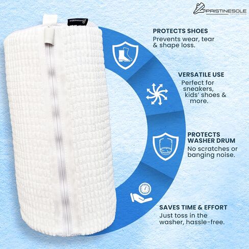 Shoe Washing Machine Bag – 2 Pack Sneaker Laundry Bags for Washer & Dryer – Durable Mesh Shoe Cleaning Bag with Zipper for Sneakers, Tennis Shoes & Delicates – Creamy White in Saudi Arabia