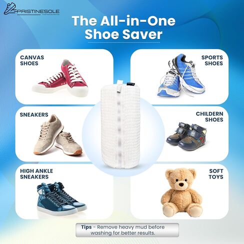 Shoe Washing Machine Bag – 2 Pack Sneaker Laundry Bags for Washer & Dryer – Durable Mesh Shoe Cleaning Bag with Zipper for Sneakers, Tennis Shoes & Delicates – Creamy White in Saudi Arabia