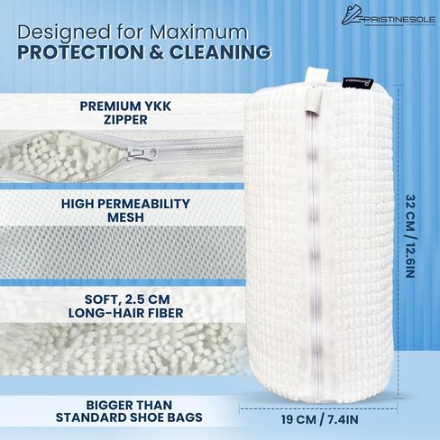 Shoe Washing Machine Bag – 2 Pack Sneaker Laundry Bags for Washer & Dryer – Durable Mesh Shoe Cleaning Bag with Zipper for Sneakers, Tennis Shoes & Delicates – Creamy White in Saudi Arabia