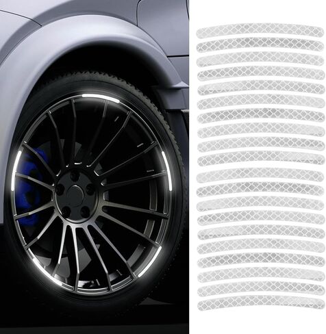 20PCS Reflective Car Wheel Decorative Stripe Stickers, Red, Custom Style, Waterproof Material, Rectangular, Striped, Outdoor Use, Wheel Sticker in Saudi Arabia