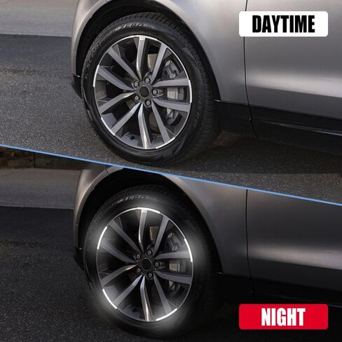 20PCS Reflective Car Wheel Decorative Stripe Stickers, Red, Custom Style, Waterproof Material, Rectangular, Striped, Outdoor Use, Wheel Sticker in Saudi Arabia