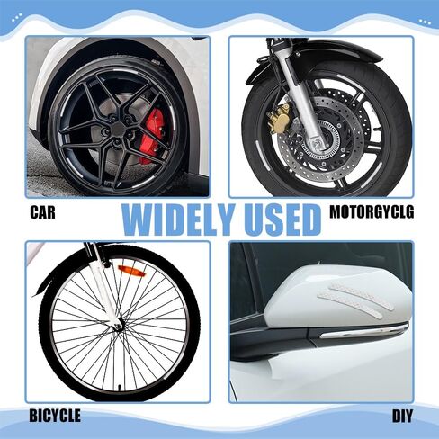 20PCS Reflective Car Wheel Decorative Stripe Stickers, Red, Custom Style, Waterproof Material, Rectangular, Striped, Outdoor Use, Wheel Sticker in Saudi Arabia