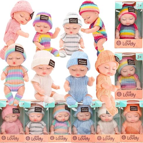 دمى أطفال صغيرة تولد من جديد مقاس 11.43 سم، حيوانات لطيفة تولد من جديد مع ملابس نوم مصنوعة يدويًا، مجموعة دمى صغيرة للنوم واقعية لحفلات أعياد الميلاد للأطفال (ملابس نوم) in Kuwait