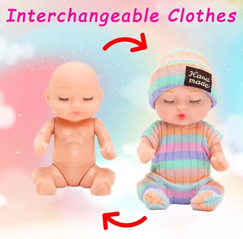 دمى أطفال صغيرة تولد من جديد مقاس 11.43 سم، حيوانات لطيفة تولد من جديد مع ملابس نوم مصنوعة يدويًا، مجموعة دمى صغيرة للنوم واقعية لحفلات أعياد الميلاد للأطفال (ملابس نوم) in Kuwait