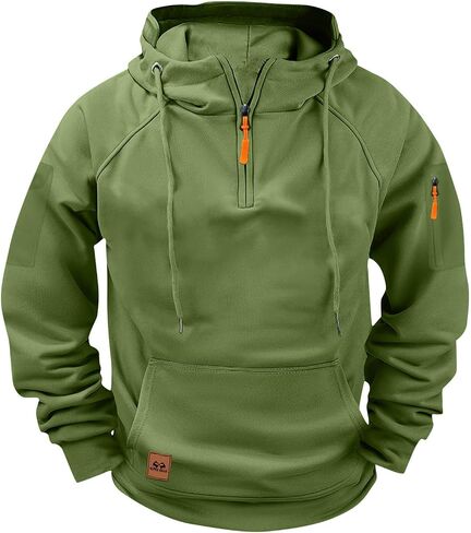 Tactical Hoodies for Men 2025 Quarter Zip Up Pullover Casual Hooded Workout Sweatshirts Fall Winter Fashion Clothing in Saudi Arabia