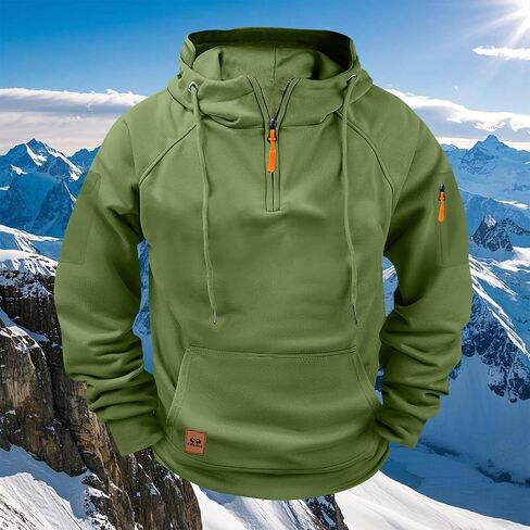 Tactical Hoodies for Men 2025 Quarter Zip Up Pullover Casual Hooded Workout Sweatshirts Fall Winter Fashion Clothing in Saudi Arabia