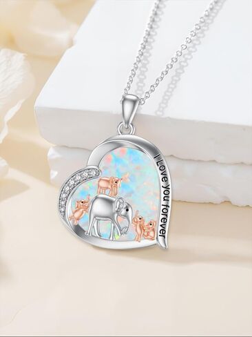 Mom Necklace 925 Sterling Silver Mama Elephant/Sloth/Wolf/Bear Pendant Necklace with 1-5 Cubs Mothers Day Gifts Jewelry for Women in Saudi Arabia