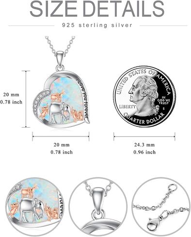 Mom Necklace 925 Sterling Silver Mama Elephant/Sloth/Wolf/Bear Pendant Necklace with 1-5 Cubs Mothers Day Gifts Jewelry for Women in Saudi Arabia