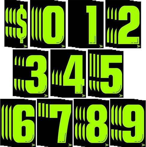 7 1/2 Vinyl Number Decals Large Chartreuse Windshield Pricing Stickers Car Dealership Supplies 0-9 Car Lot Pricing Numbers for Auto Vehicle Window (44 Pcs) in Saudi Arabia