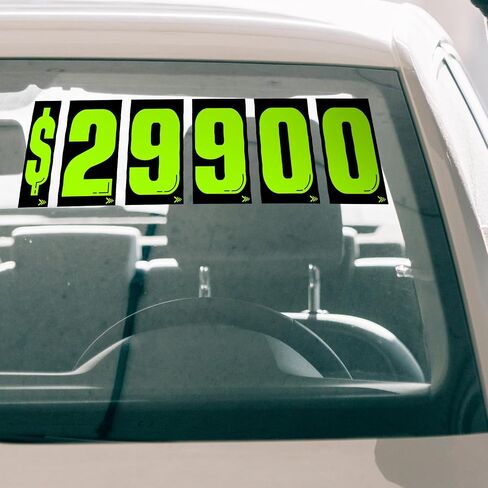 7 1/2 Vinyl Number Decals Large Chartreuse Windshield Pricing Stickers Car Dealership Supplies 0-9 Car Lot Pricing Numbers for Auto Vehicle Window (44 Pcs) in Saudi Arabia