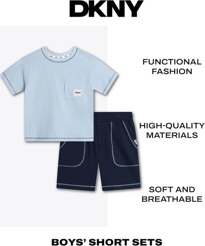 مجموعة شورتات DKNY Toddler Boys - 2 قطعة محبوكة قصيرة الأكمام تي شورت شورت الصوف (الأحجام: 2T -7) in Saudi Arabia