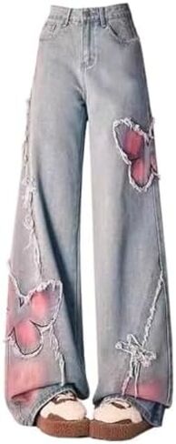 Emo Pants Emo Clothes Y2k Butterfly Pants Gothic Baggy Pants Goth Cargo Jeans Tye Die Goth Gothic Clothes in Saudi Arabia