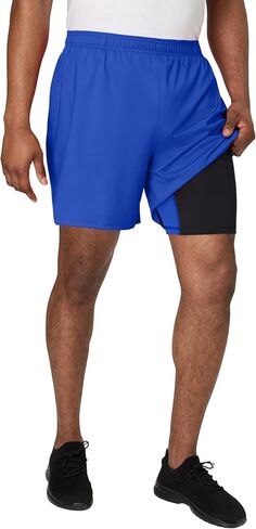 Hanes Men's Moves Gym, 2-in-1 Workout Shorts with Boxer Brief Liner, Total Support Pouch, Moisture-Wicking, 7" Inseam in Kuwait