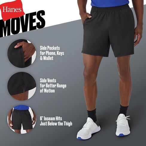 Hanes Men's Moves Gym, 2-in-1 Workout Shorts with Boxer Brief Liner, Total Support Pouch, Moisture-Wicking, 7" Inseam in Kuwait