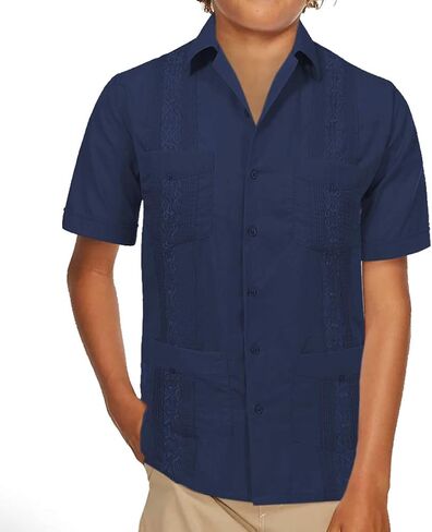 vkwear Boy's Guayabera Wedding Baptism Kids Toddler Junior Button-Up Casual Dress Shirt in Saudi Arabia