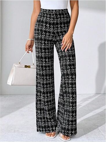 SOLY HUX Women's Plus Size Plaid Pants High Waisted Straight Leg Casual Work Office Long Trousers in Saudi Arabia
