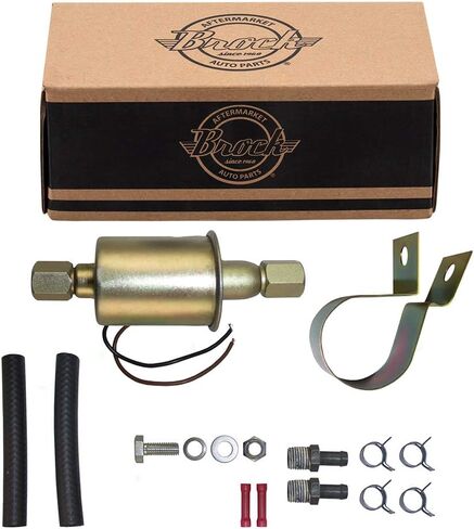 Brock Replacement Universal 12 Volt Electric Fuel Pump w/Installation Kit Inline Type 5-9 PSI 3/8 Inlet & Outlet Compatible with Carbureted Models E8090 SP1141 in Saudi Arabia