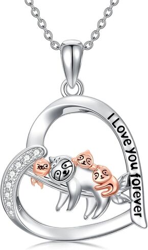 Mom Necklace 925 Sterling Silver Mama Elephant/Sloth/Wolf/Bear Pendant Necklace with 1-5 Cubs Mothers Day Gifts Jewelry for Women in Saudi Arabia