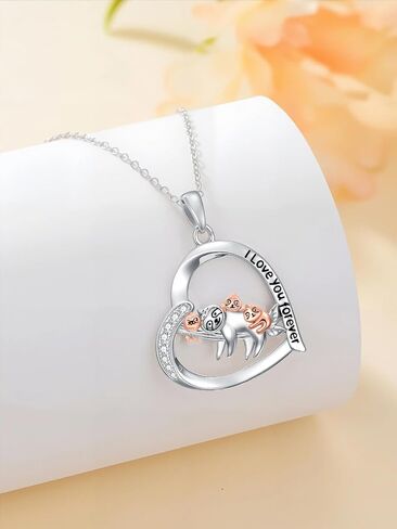 Mom Necklace 925 Sterling Silver Mama Elephant/Sloth/Wolf/Bear Pendant Necklace with 1-5 Cubs Mothers Day Gifts Jewelry for Women in Saudi Arabia