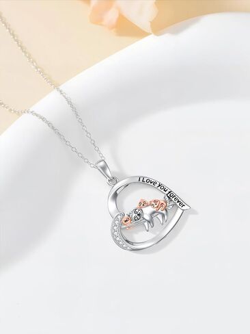Mom Necklace 925 Sterling Silver Mama Elephant/Sloth/Wolf/Bear Pendant Necklace with 1-5 Cubs Mothers Day Gifts Jewelry for Women in Saudi Arabia
