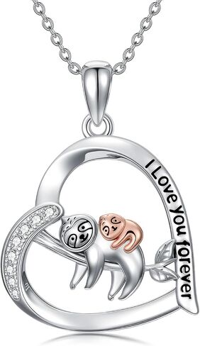 Mom Necklace 925 Sterling Silver Mama Elephant/Sloth/Wolf/Bear Pendant Necklace with 1-5 Cubs Mothers Day Gifts Jewelry for Women in Saudi Arabia