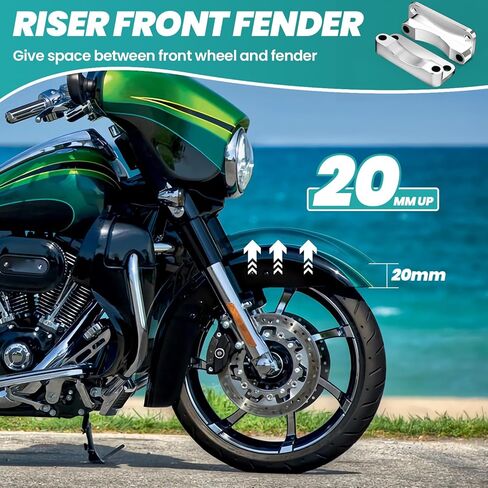 21" Front Fender Riser Lift Bracket Relocator Kit, 20mm Front Fender Spacer 3" Hole Center Fit for Harley Touring 1993-2013 Electra Glide Road Glide Road King Street Glide Ultra Glide in Kuwait