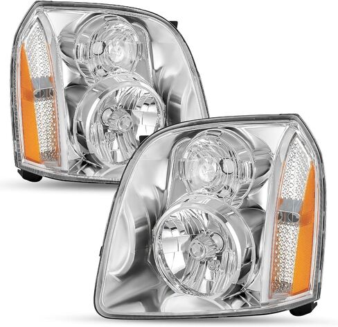 SOCKIR Headlight Assembly Set for 2007-2014 GMC Yukon/Yukon XL 1500 2500 Hybrid Base Denali Factory OE Style Headlamp Pair Replacement Updated Chrome Housing in Saudi Arabia