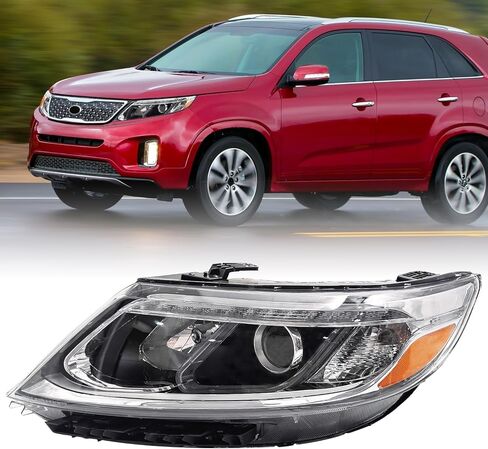 مجموعة المصابيح الأمامية متوافقة مع المصابيح الأمامية الهالوجين Kia Sorento EX SX 2014 2015 مع استبدال عدسة شفافة LED DRL مع لمبة (الجانب الأيسر للسائق) in Kuwait