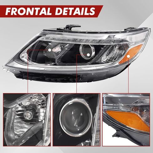 مجموعة المصابيح الأمامية متوافقة مع المصابيح الأمامية الهالوجين Kia Sorento EX SX 2014 2015 مع استبدال عدسة شفافة LED DRL مع لمبة (الجانب الأيسر للسائق) in Kuwait