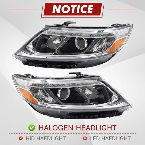 مجموعة المصابيح الأمامية متوافقة مع المصابيح الأمامية الهالوجين Kia Sorento EX SX 2014 2015 مع استبدال عدسة شفافة LED DRL مع لمبة (الجانب الأيسر للسائق) in Kuwait