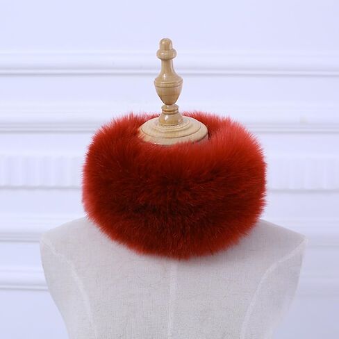 ECYC Ltd Winter Warm Faux Fur Circle Scarf Furry Circle Loop Neck Warmer Scarf Fluffy Winter Scarves for Women Lady in Kuwait