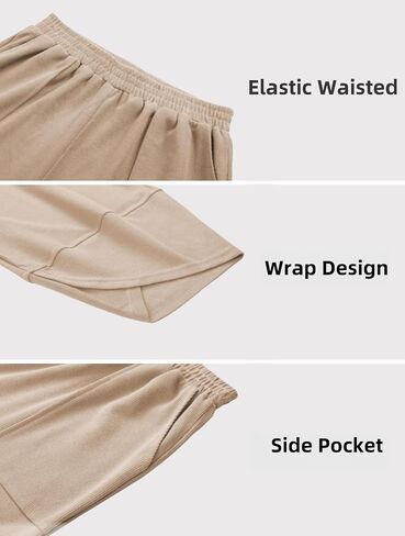 Women's Casual Baggy Wide Leg Pants with Elastic Waist & Pockets in Saudi Arabia
