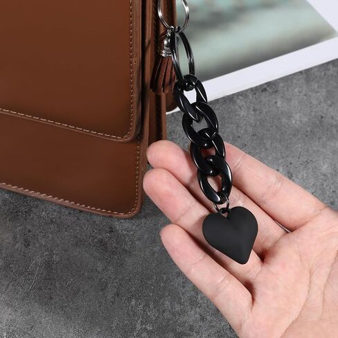 سلسلة مفاتيح على شكل قلب من Larrel قطعة واحدة، سلسلة مفاتيح سوداء للنساء والرجال، حلقة مفاتيح لطيفة مع سحر على شكل قلب، ملحقات سلسلة مفاتيح أكريليك للمفاتيح والمحافظ وحقائب الظهر وحقائب اليد in Saudi Arabia