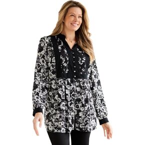Woman Within Plus Size Button-Front Mixed Print Tunic in Kuwait