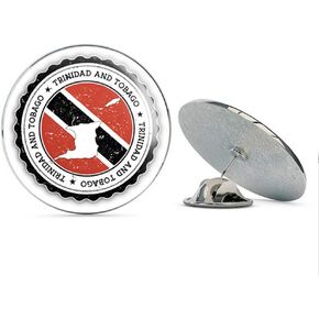 Trinidad and Tobago Grunge Map Flag Stamp Round Metal 0.75" Lapel Pin Hat Shirt Pin Tie Tack Pinback in Saudi Arabia