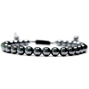 Hematite Bracelet 6mm, Round Beaded Bracelet, Natural Hematite Gemstone Bracelet Hematite Stone Healing Bracelet minimalist gift balancing, Handmade Bracelet, Adjustable Slide-Knot, Unisex, Gift-Ready in Saudi Arabia