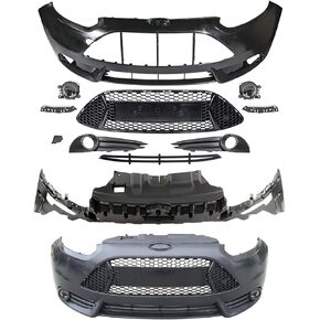 مجموعة غطاء المصد الأمامي Focus ST متوافقة مع 2013 2014 Fo-rd Focus ST Hatchback 4 أبواب 2.0 لتر مع الشبكة العلوية والشواية السفلية وأضواء الضباب - مجموعة الجسم بالكامل in Kuwait