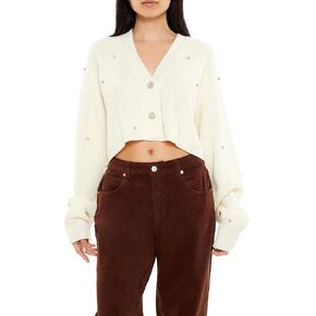 Forever 21 Women's Faux Gem Cardigan Sweater in Saudi Arabia