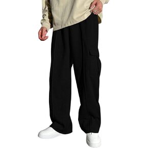 Boy's Wide Leg Sweatpants Athletic Baggy Pants Thermal Long Cargo Pants Joggers Trousers in Kuwait