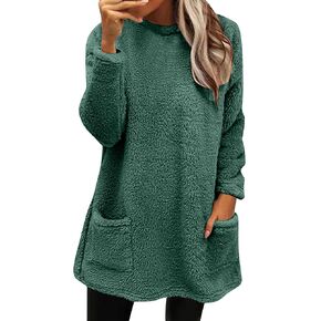 Womens Comfort Cozy Sweaters for Anxiety Long Sleeve Round Neck Lightweight Casual Pullover Winter Warm Long Tops in Saudi Arabia