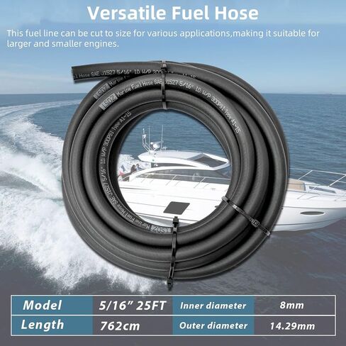 3/8'' Marine Fuel Hose Feed Line Rubber Type A1-15 / SAE J1527 Standards Fits for Ships and Marine Equipment (3/8 inch 10ft) in Kuwait