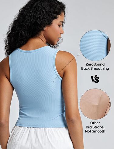 ZeroBound Built in Shelf Bra Tank Crop Top - V Neck Tank Tops for Women, Basics Going Out Top Sleeveless Garment in Saudi Arabia